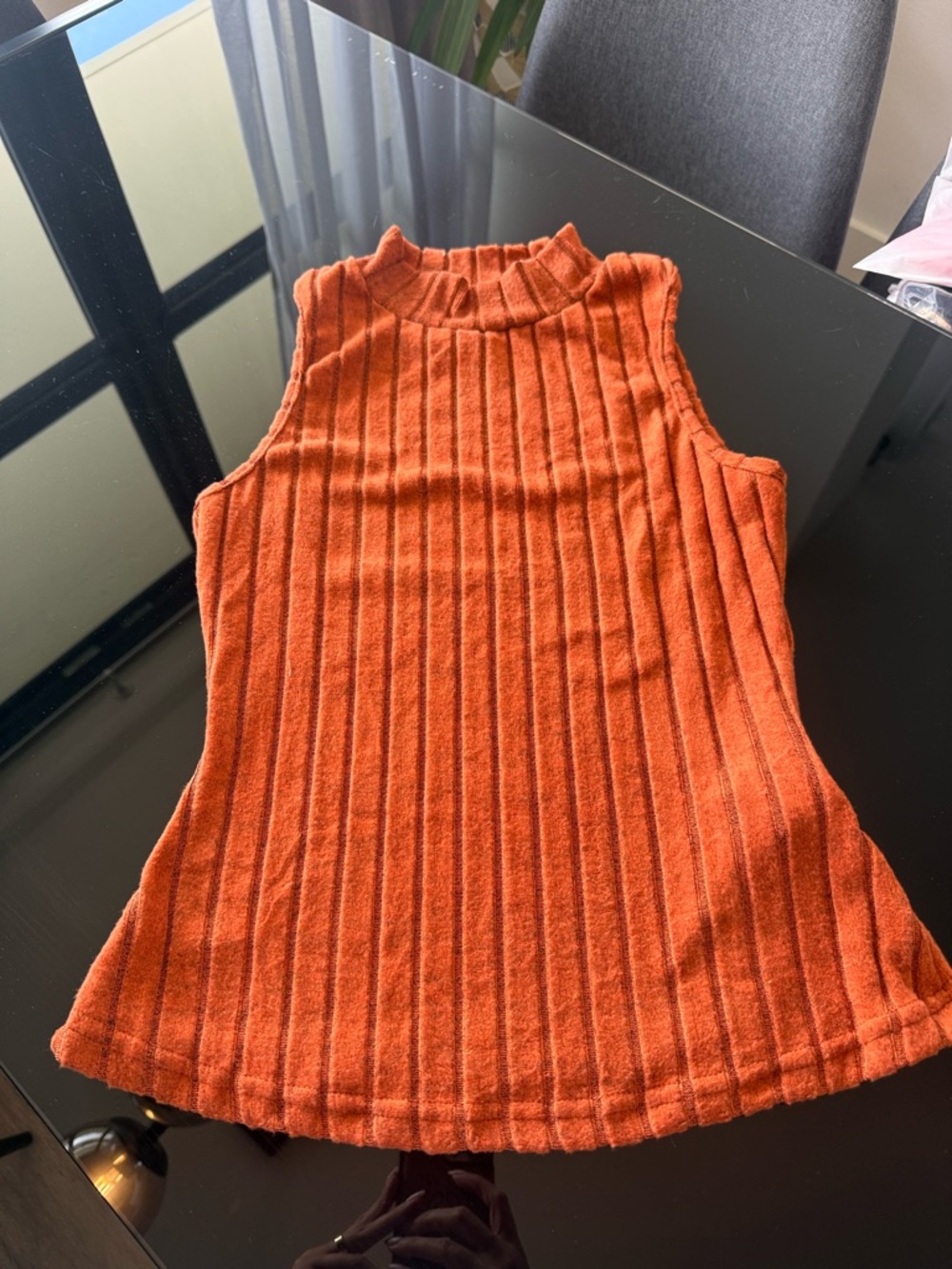 Rust Ribbed Knit Mock Neck Top | Sleeveless Peplum Sweater Tank